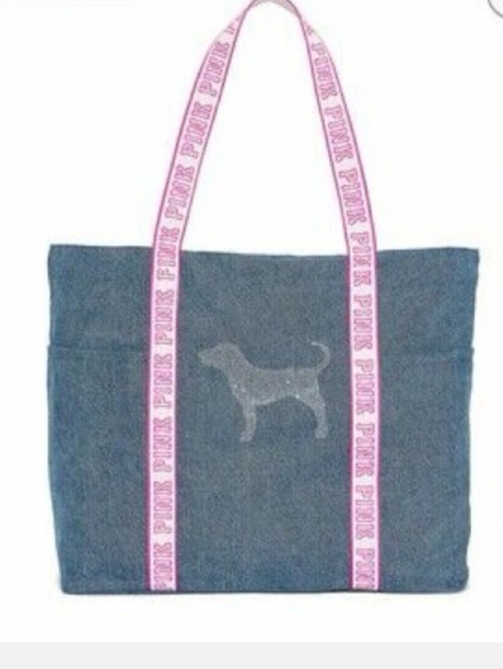 PINK denim Bling Tote Bag